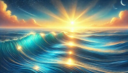 Obraz premium Golden Sun Reflections on Sea