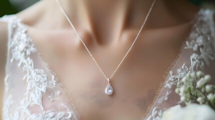 A delicate lariat necklace with a sparkling pendant