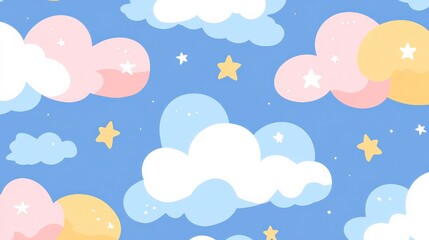 Pastel Clouds with Twinkling Stars in Twilight Sky