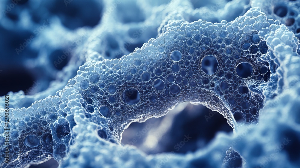 Poster abstract blue cellular structure organic forms detailed 3d render digital art background image high 