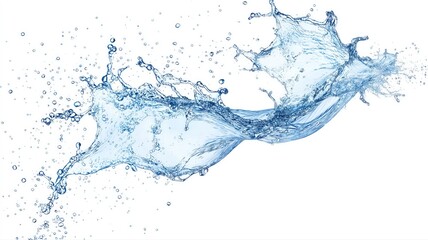 Water splash in blue color isolated on a white background