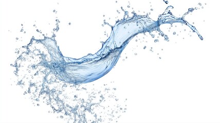 Water splash in blue color isolated on a white background