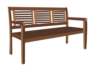 Wooden bench illustration, classic outdoor seating, garden furniture, park bench design