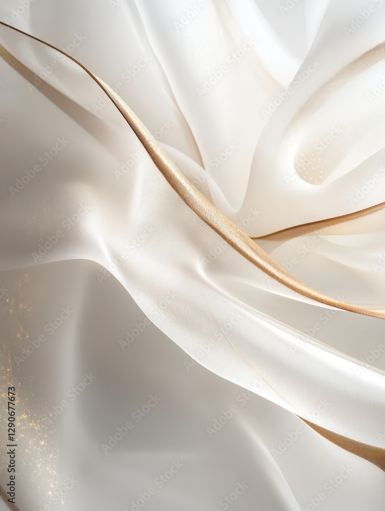 Poster a silky white background with delicate hints of diffused golden light, creating a luxurious and eleg