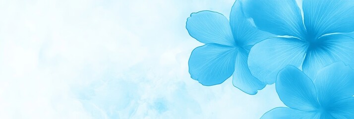 Soft Blue Watercolor Wash with Delicate Petals, Floral Arrangement on Abstract Background