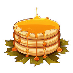 Stacked Pancakes Drizzled with Maple Syrup - A Delicious Breakfast