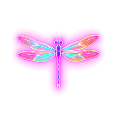 Dragonfly holographic 3D icon. neon symbol vector illustration isolated on white background. Generative AI
