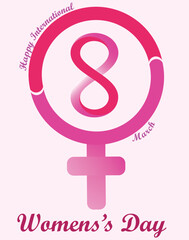 Women's Day background with number 8 infinity logo . Vector illustration.