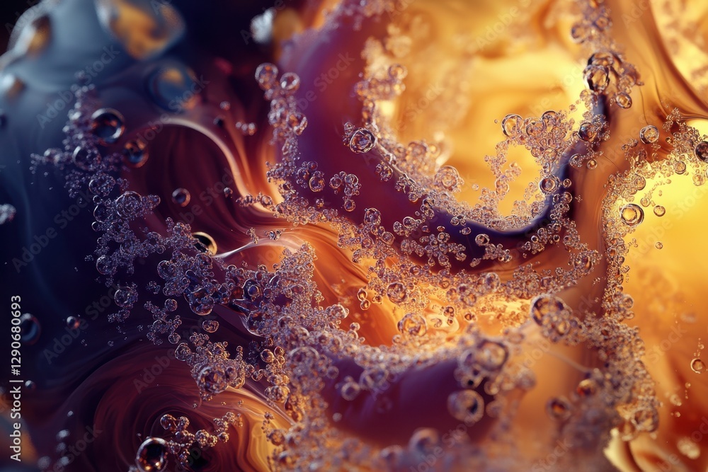 Poster colorful bubbles swirl in vibrant liquid creating mesmerizing patterns and textures