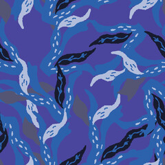 Naklejka premium abstract blue and black organic shapes pattern dynamic waves, aquatic design contemporary textile background