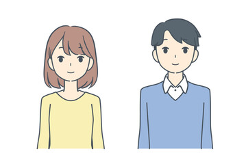 カジュアルな服装の男性と女性