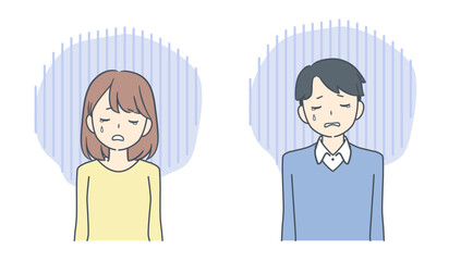 悲しそうに俯く男性と女性