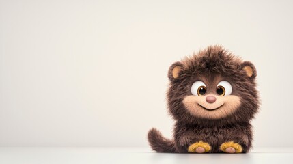 Fototapeta premium Adorable Cartoon Furry Pet Cute Animal Character Happy Playful 3D Render