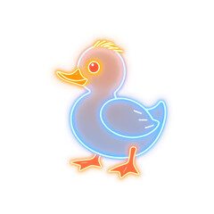 Fototapeta premium Duck holographic 3D icon. neon symbol vector illustration isolated on white background. Generative AI