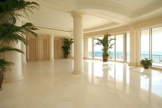 Luxurious Ampir Style Interior with Elegant Columns and Ocean View