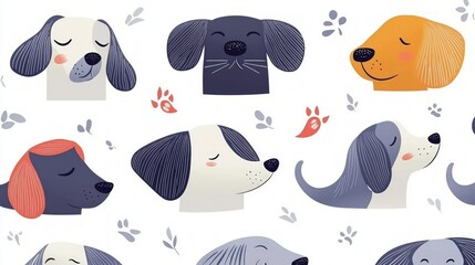 Adorable Dog Portraits  Cute Canine Illustration  Happy Pets  Puppy Pattern