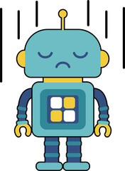 かわいいロボットのキャラクター　落ち込んでいる