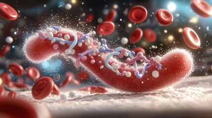 Microscopic Blood Cell  DNA Strand  Red Blood Cells  Cellular Biology  Medical Science