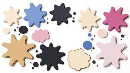 Colorful Abstract Shapes  Pastel Splashes  Blank Stickers  Design Elements  Background