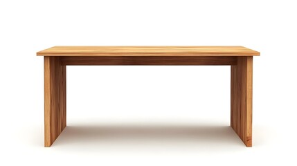 Fototapeta premium Wooden Office Desk on White Background with Minimalist Design