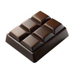 Obraz premium 3D Milk Chocolate Bar Isolated on White. Render Brown Chocolate 2x3 Piece. Cartoon plastic style icon