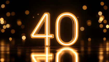 Glowing Golden Number 40 Celebration
