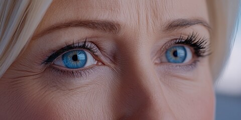 Close Up of a Woman's Blue Eyes, Soft Lighting, Detailed Skin Texture