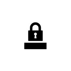 A black lock icon on a white background, minimalist design symbolizing security and access.