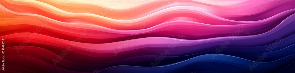 Poster abstract colorful background with smooth dynamic linear waves graduated from royal blue to magenta