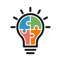 colourful business solution icon, New idea symbol, jigsaw pieces, creative design