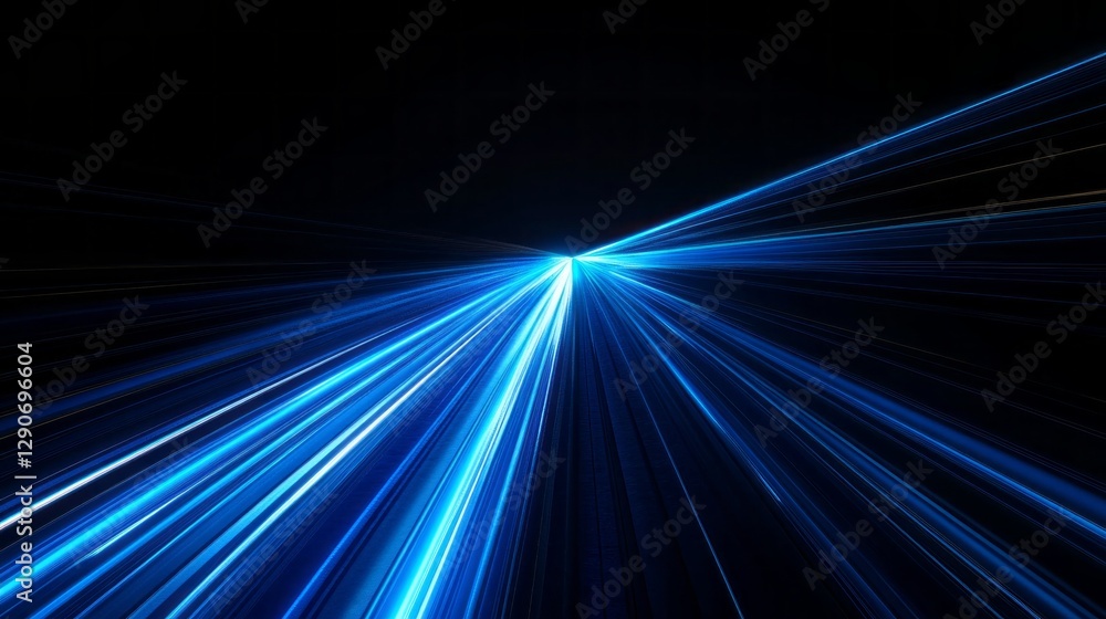 Poster a stunning blue arrow cuts through black space, radiating energy and motion while creating a sense o