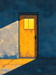 The dilapidated warehouse door in the sunset glow