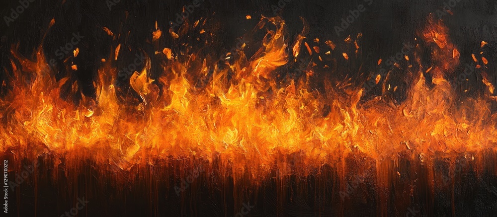 Aufkleber vivid orange flames rise dynamically against a deep black background creating a powerful contrast wi