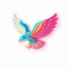 Obraz premium Eagle holographic 3D icon. neon symbol vector illustration isolated on white background. Generative AI