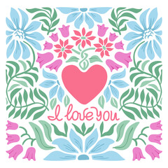Valentine's Day greeting card, vector illustration