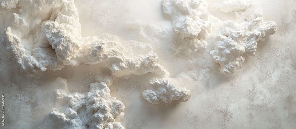 Poster Abstract representation of soft white clouds against a pale background creating a serene and tranquil atmosphere with subtle textures and shadows.