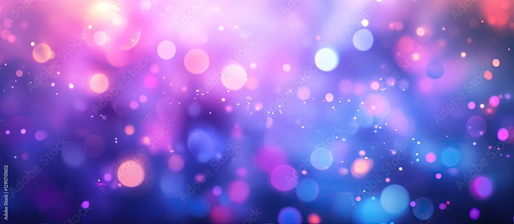 Poster vibrant abstract background with purple and blue gradients, soft bokeh lights in various colors scat