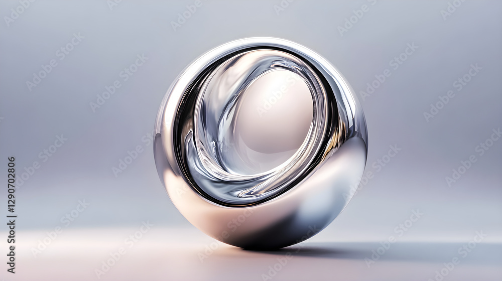 Poster metallic gradient liquid circle with seamless chrome transitions