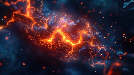 Naklejka premium A close-up of neural cells, showing the complex network and connections between neurons in an animated style.