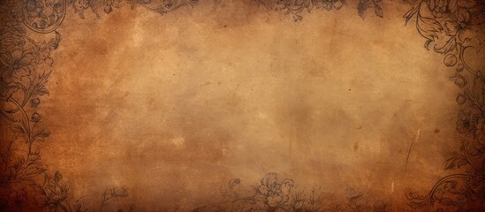 Fototapeta premium Vintage brown textured background with intricate dark borders, showcasing warm earthy tones and a soft, aged appearance for elegant design projects.