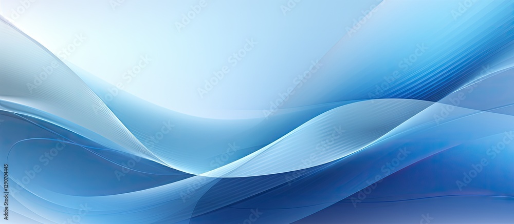 Poster blue abstract background featuring smooth flowing waves in light blue and deeper blue tones, creatin