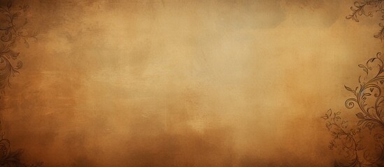 Fototapeta premium Vintage brown textured background with soft golden hues, featuring subtle ornate patterns in the corners, creating a warm and nostalgic atmosphere.