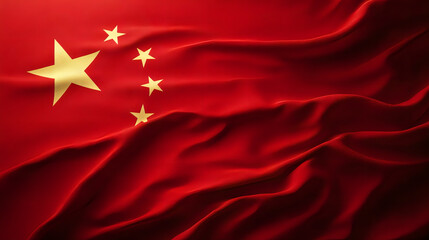 People's Republic China of China Flag, red background with copy space. AI generated images.