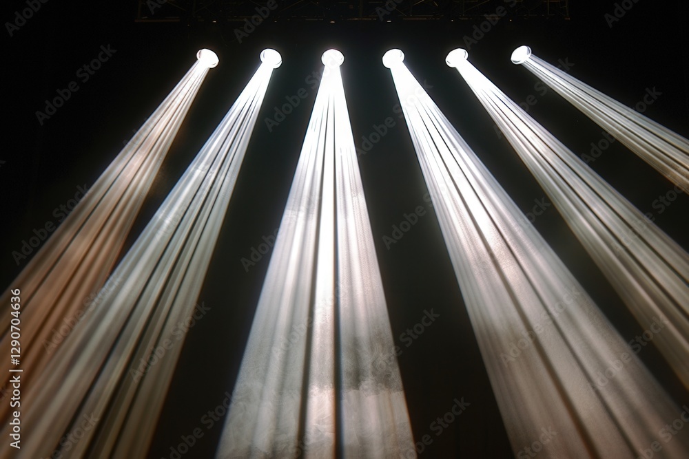 Poster the image showcases beams of light streaming downward, creating a dramatic and atmospheric effect wi