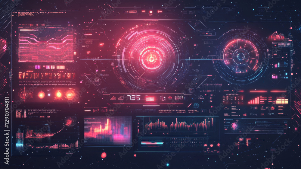 Poster futuristic interface space motion graphic infographic game and ui ux elements hud design graph wave 