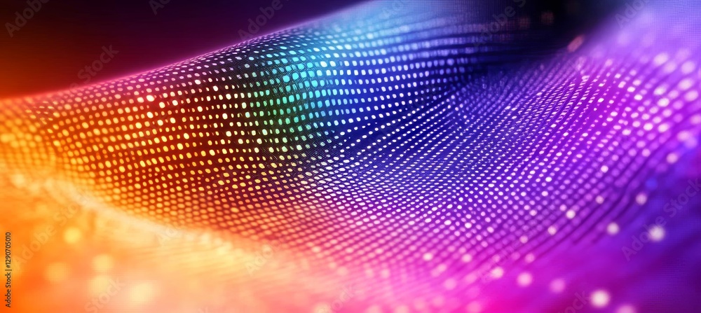 Aufkleber electronic circuitry. abstract background of a wavy design with shimmering neon dots.