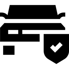 Minimalist car glyph icon in a monochrome vector style. This simple design symbolizes transportation, automotive vehicles, mobility, and travel, making it ideal for automotive, logistics, and UI/UX de