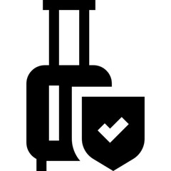 Minimalist luggage glyph icon in a monochrome vector style. This simple design symbolizes travel, tourism, baggage, and mobility, making it ideal for transportation, hospitality, and UI/UX design.

