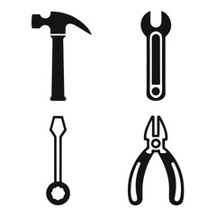 Set of Simple Tools Icons for Builders