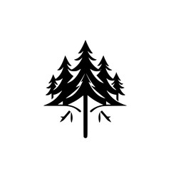 Fototapeta premium A stark, minimalist, black and white pine tree logo against a white background.
